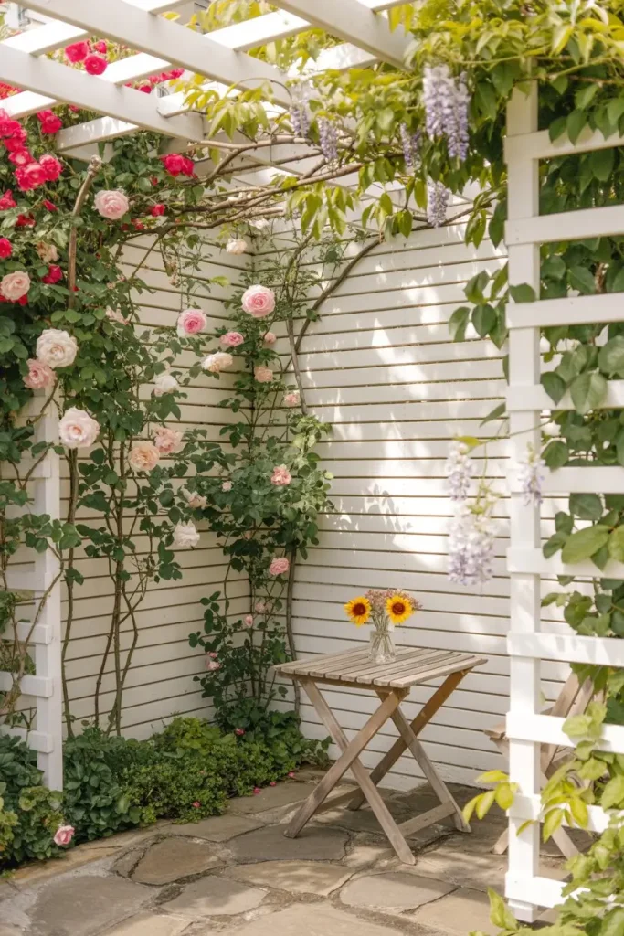 Lattice Walls with Climbing Blooms