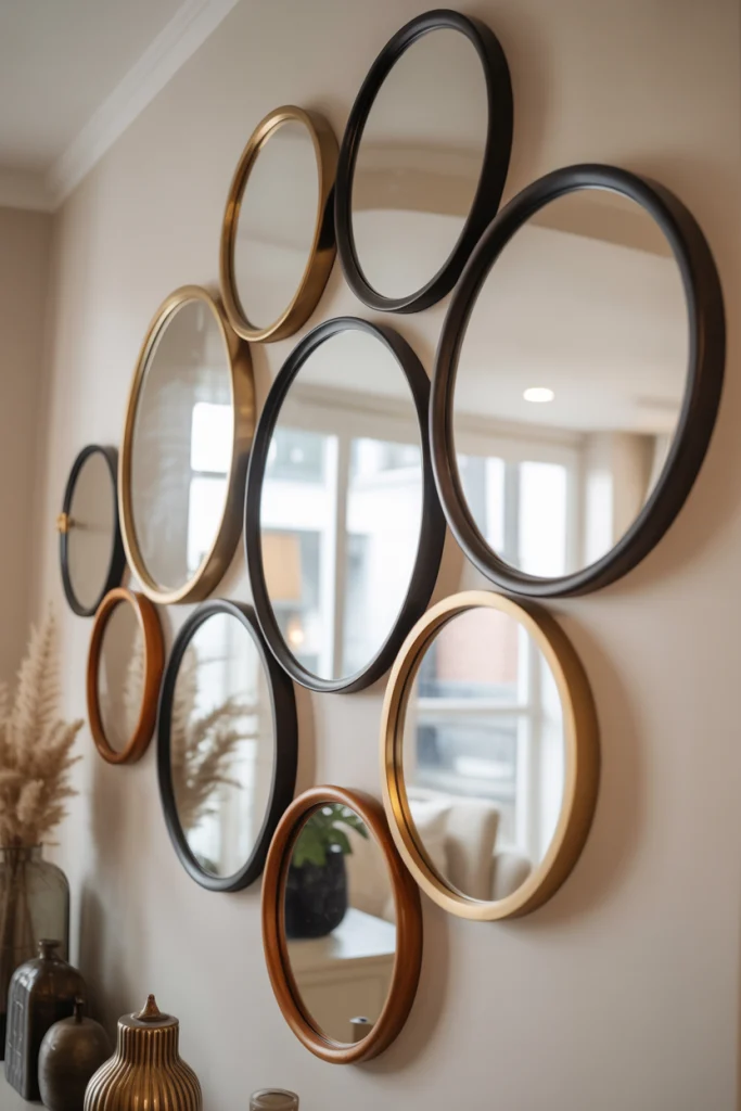 Layered Round Mirrors for Artistic Depth