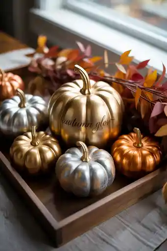 Metallic Painted Pumpkins for a Touch of Glam