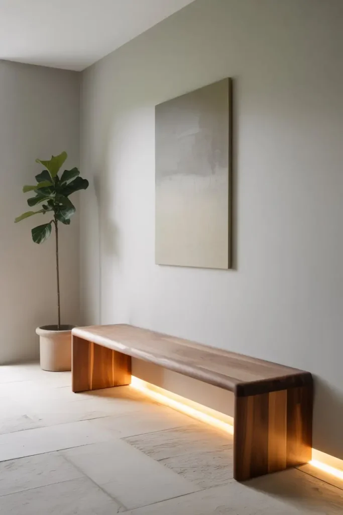 Minimalist Bench with Natural Wood Tones