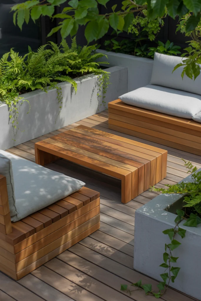 Minimalist Benches Framed by Concrete Planters
