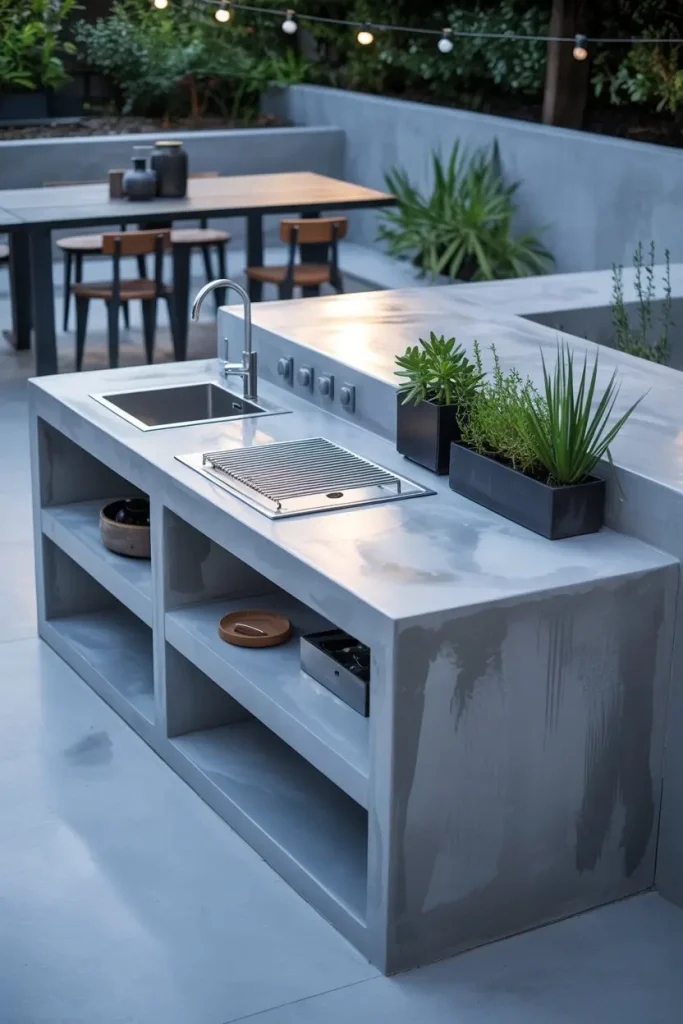 Minimalist Concrete Kitchen for Durability