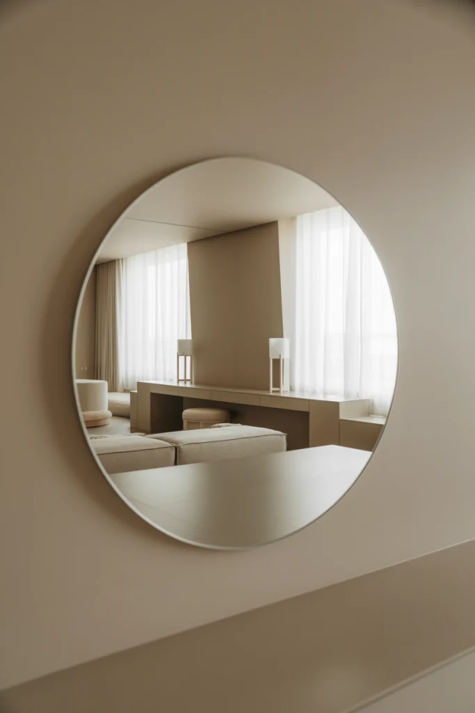 Minimalist Frameless Round Mirror for Modern Interiors