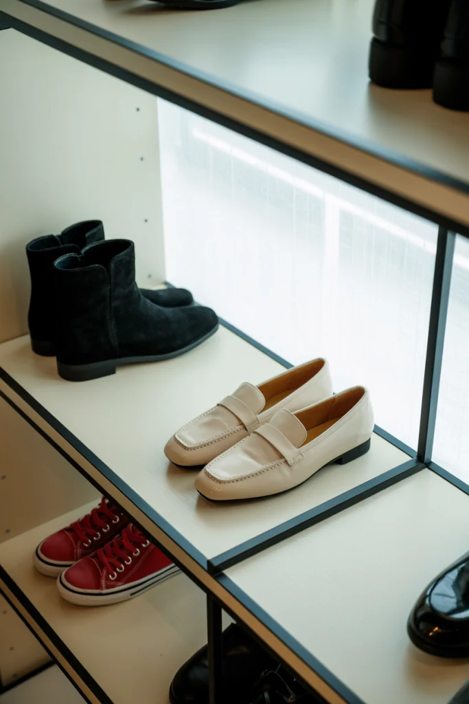 Minimalist Open Shoe Closets for Easy Access