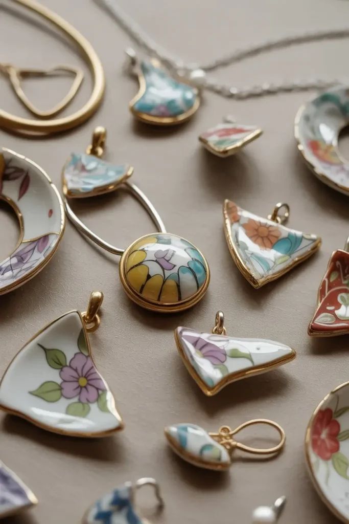 Mosaic Jewelry from Teacup Fragments