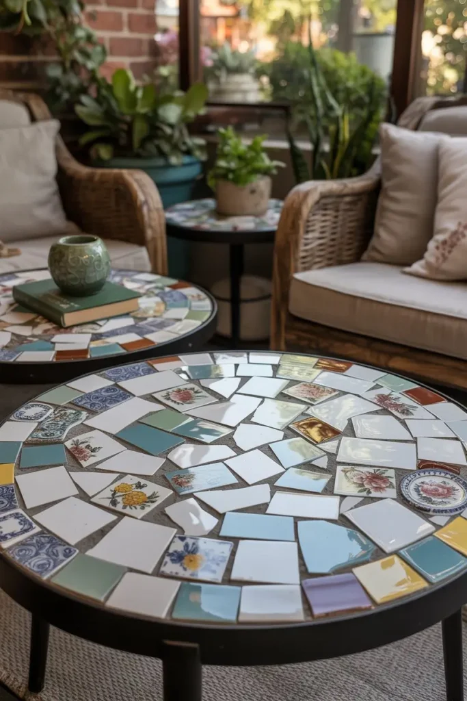 Mosaic Tabletops with Vintage Plates