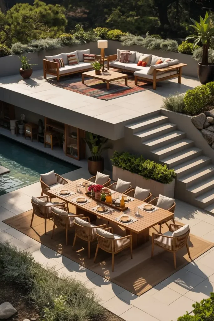 Multi-Functional Patio with Dining and Lounge Areas