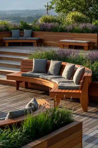 Multi-Level Benches with Cascading Planters