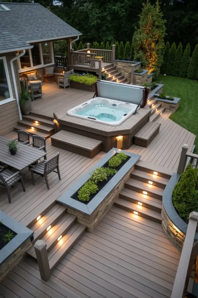 Multi-Level Deck with Hot Tub