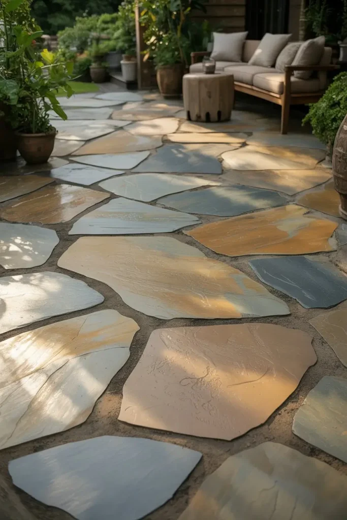 Natural Stone Patios for Barefoot Warmth