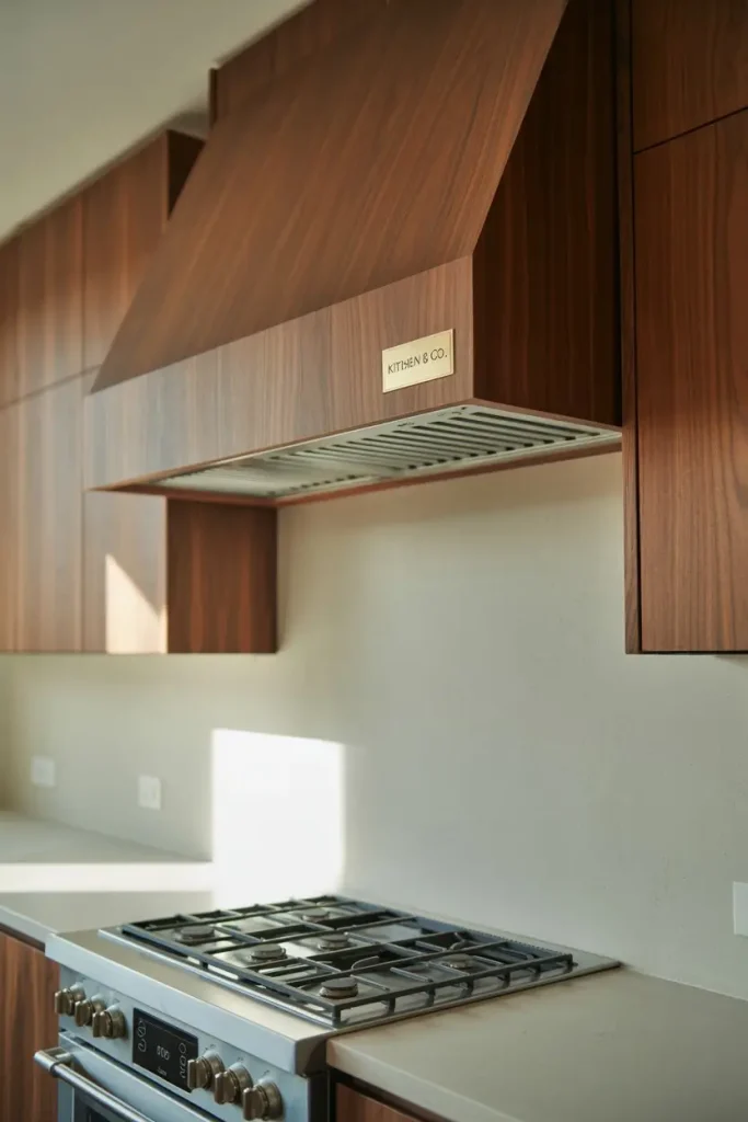 Natural Wood Cabinet Hood for Warmth