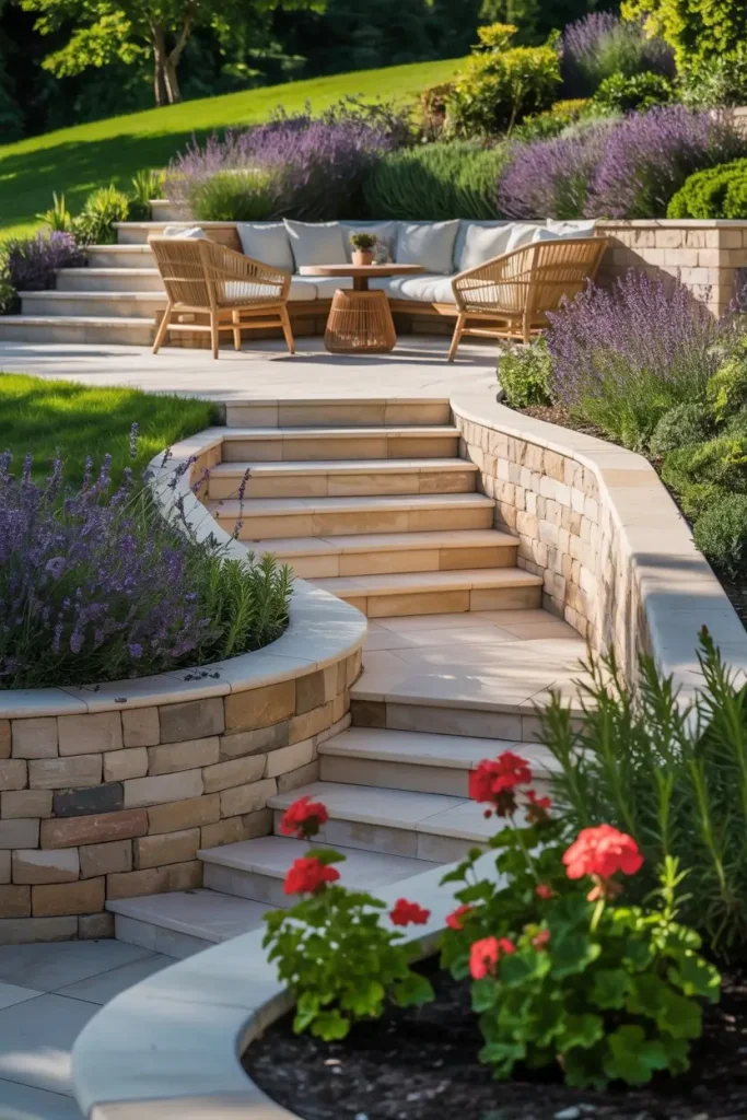 Patio with Integrated Planters and Green Spaces
