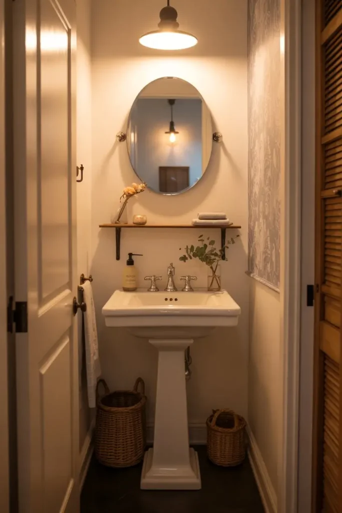 Pedestal Sink in a Small Powder Room
