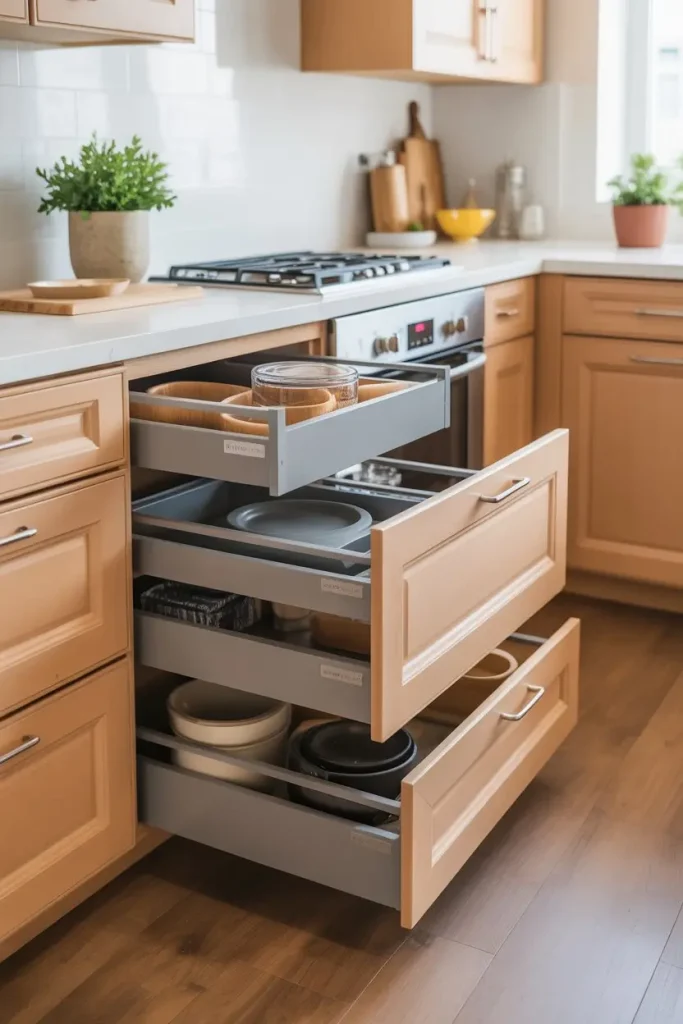 Pull-Out Drawers Instead of Deep Shelves
