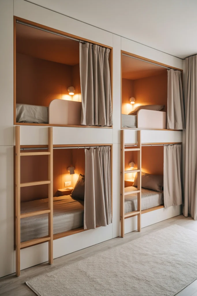 Quad Bunk Beds with Privacy Curtains