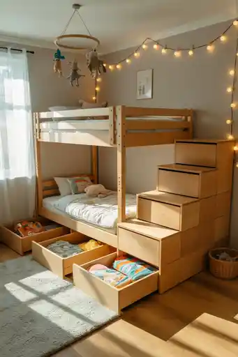 Quad Bunk Beds with Stairs Instead of Ladders