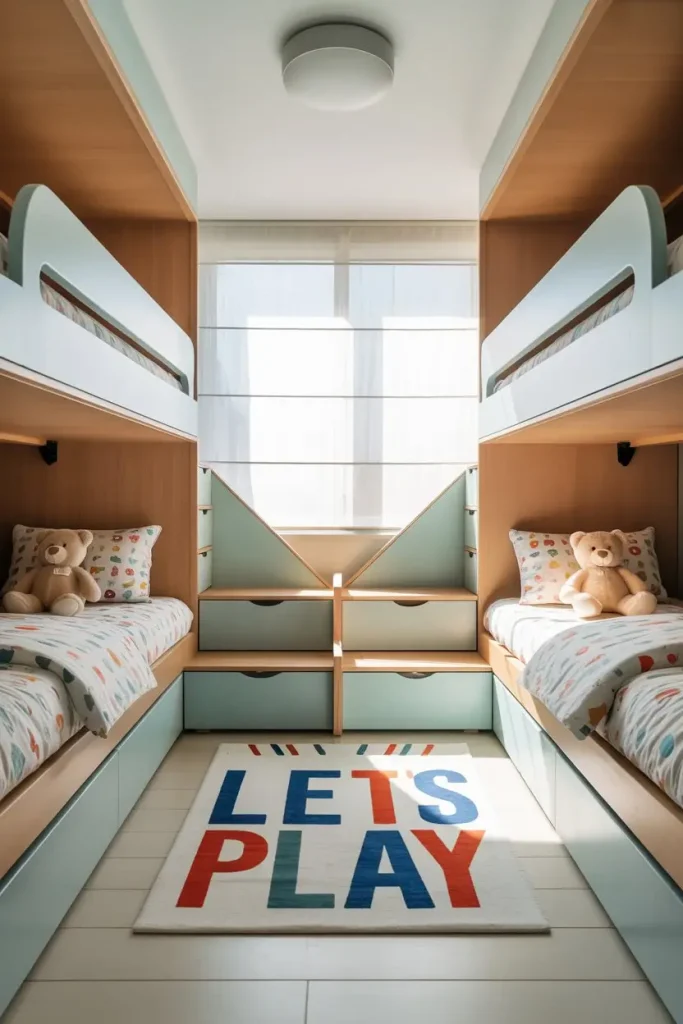 Quad Bunk Beds with Storage Drawers
