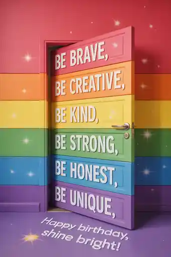 Rainbow Door with Positive Affirmations