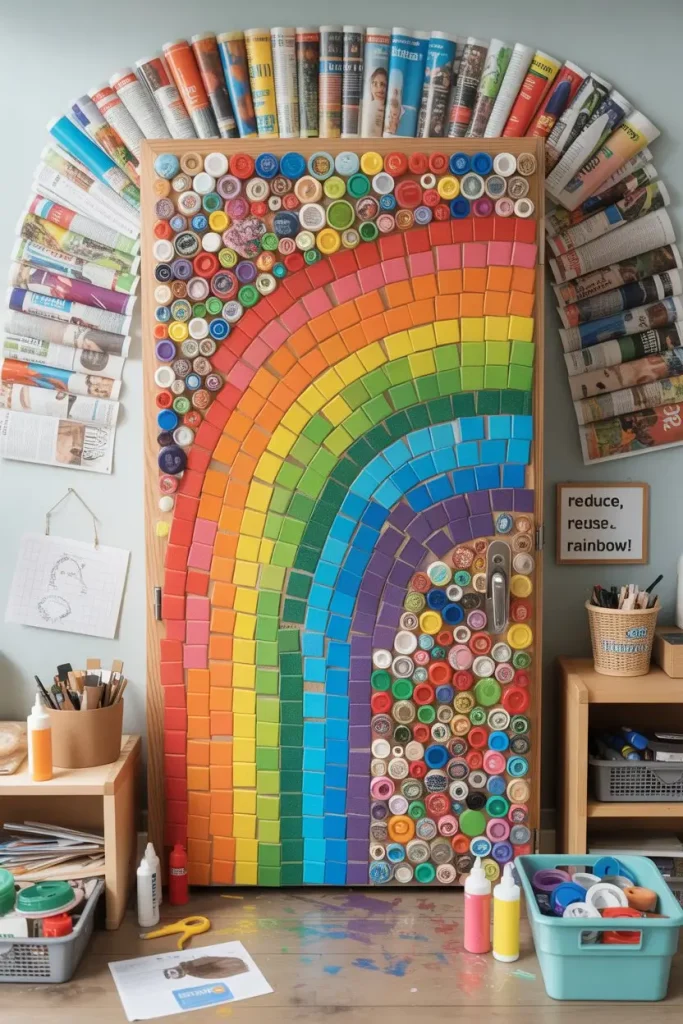Rainbow Mosaic with Recycled Materials