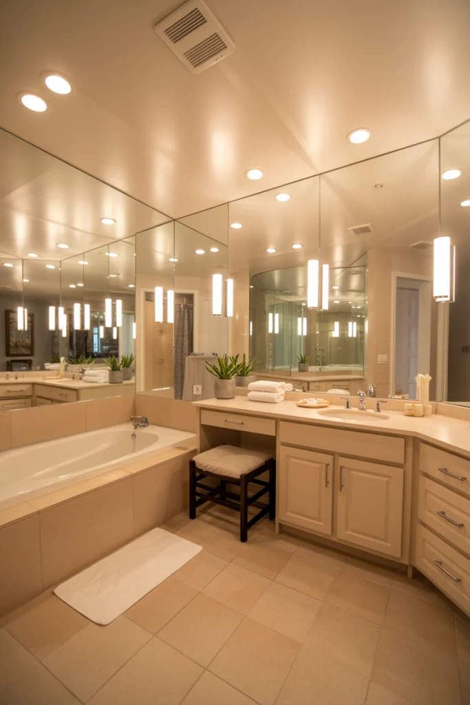 Recessed Lighting to Define Zones in Large Bathrooms