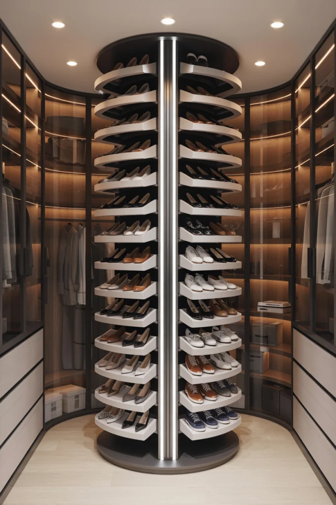 Rotating Shoe Closets for Maximum Capacity