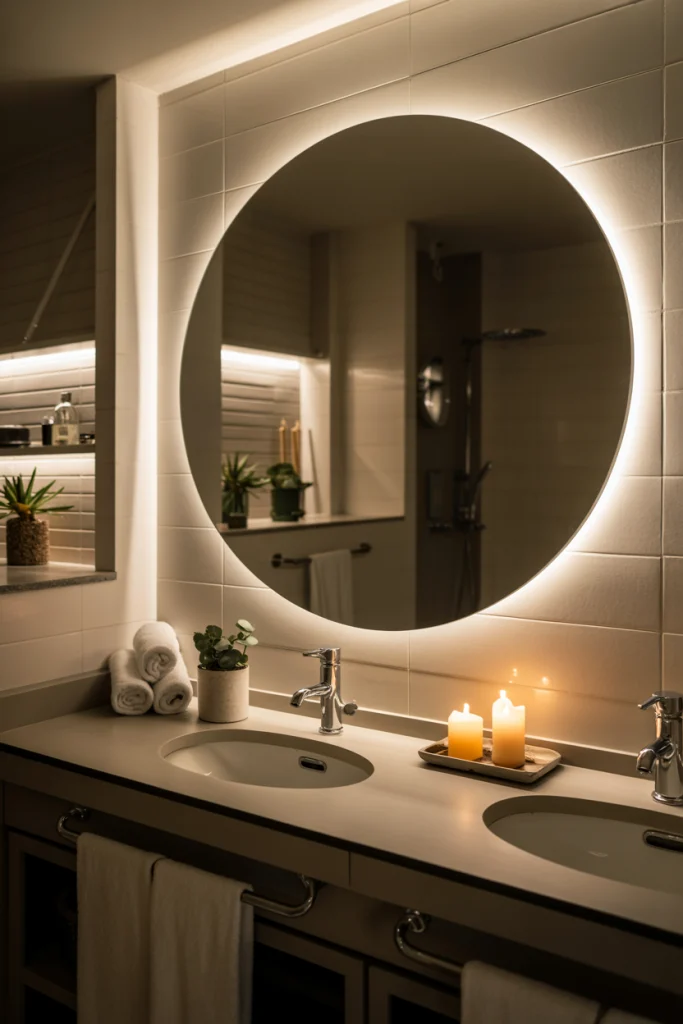 Round Mirror in the Bathroom for Spa-Like Serenity