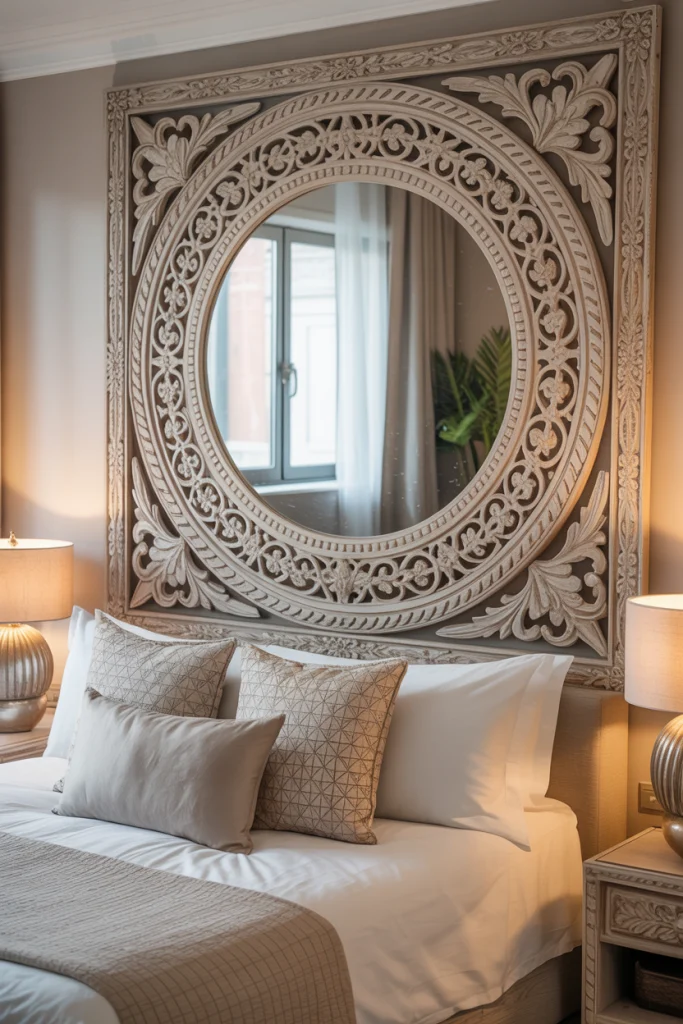 Round Mirror with Decorative Frames as Artwork