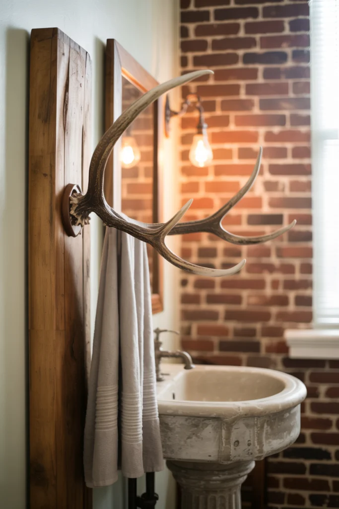 Rustic Antler Towel Rack