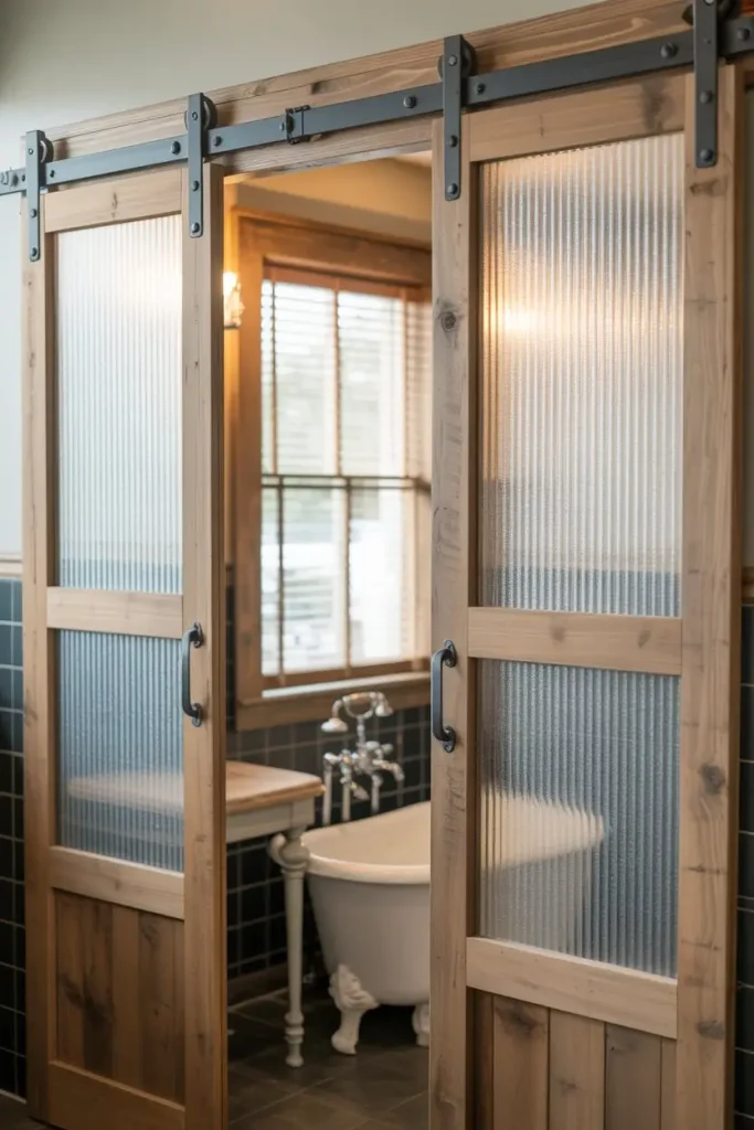 Rustic Barn-Style Doors with Corrugated Inserts