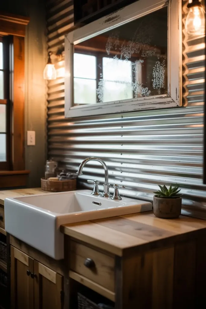 Rustic Corrugated Metal Backsplashes