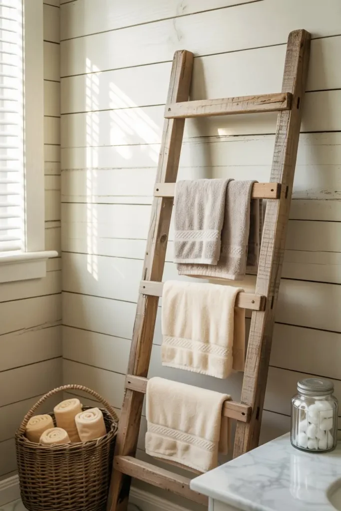Rustic Ladder Towel Rack