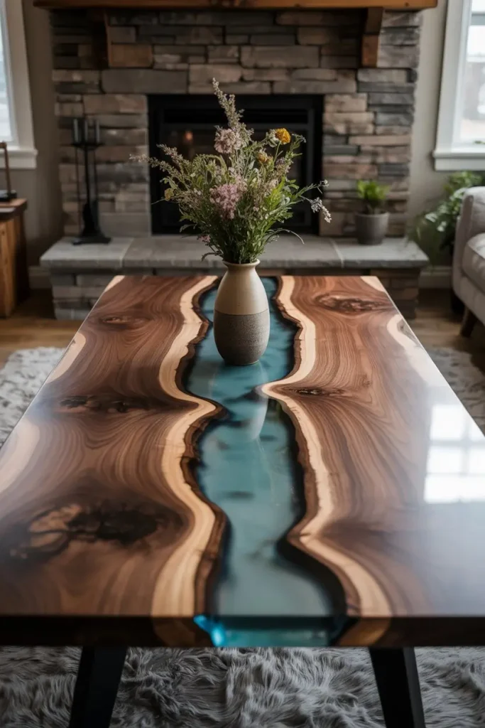 Rustic Live Edge River Table That Highlights Nature