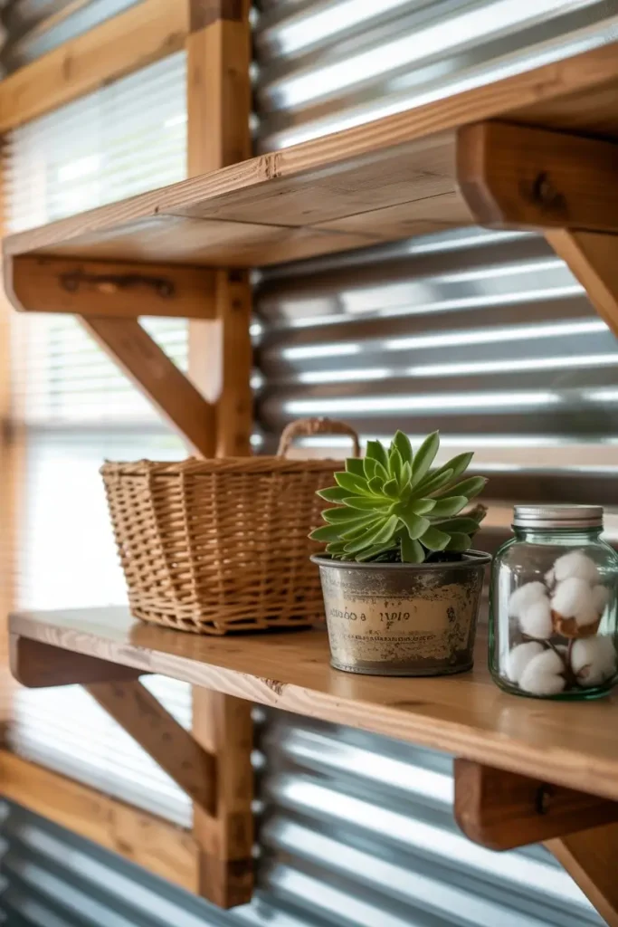 Rustic Shelving with Corrugated Backs