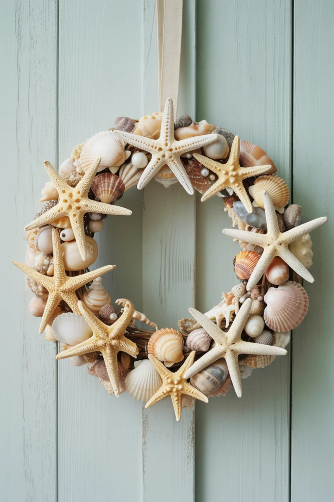 Seashell and Starfish Wreath for Ocean-Inspired Decor