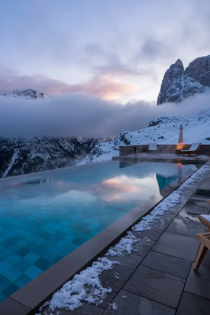 Seasonal Snow-Capped Infinity Pools