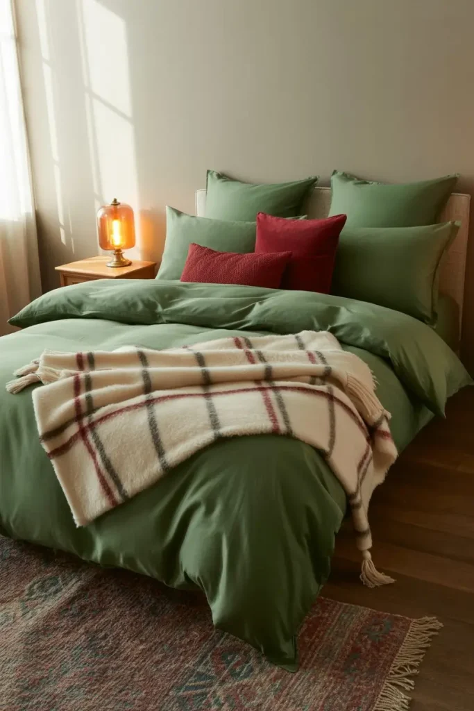 Seasonal Styling with Forest Green Bedding