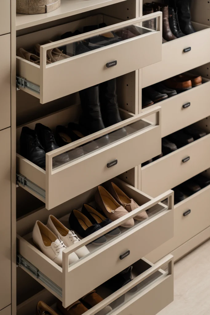 Shoe Closets with Drawers for Hidden Storage