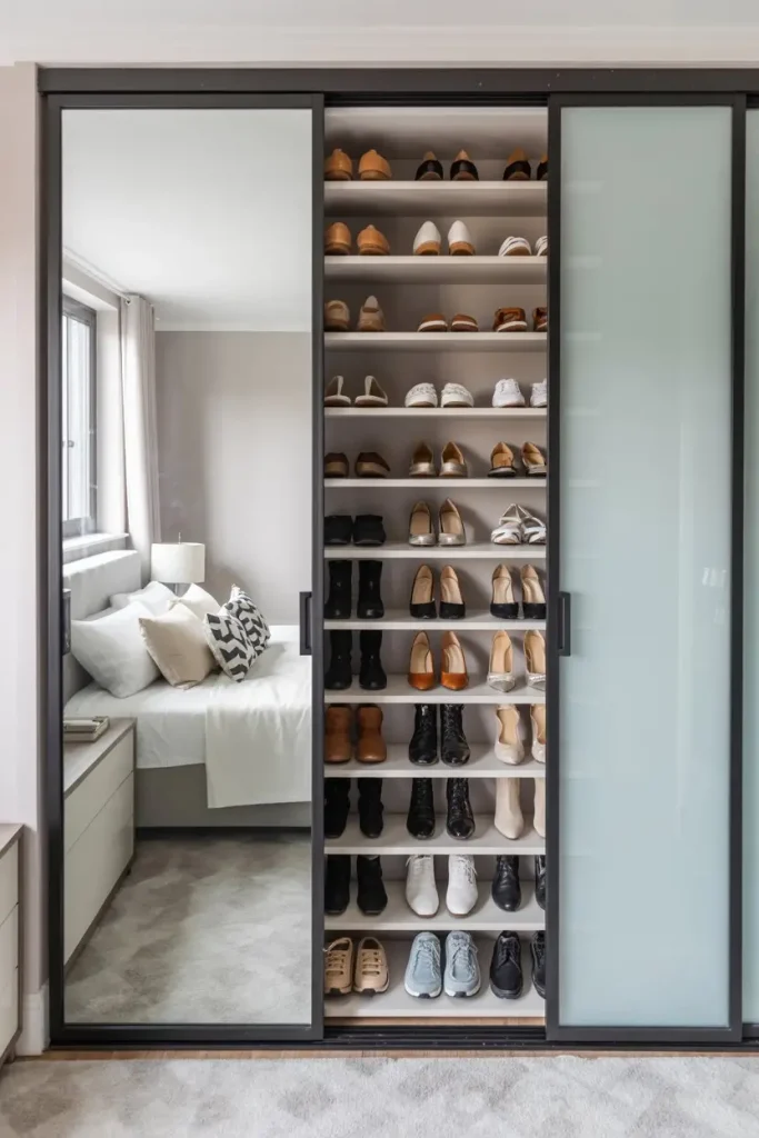 Sliding-Door Shoe Closets for Small Rooms