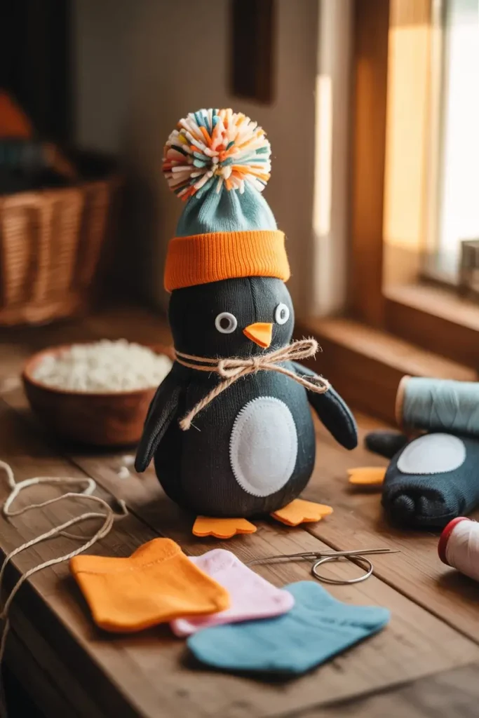 Sock Penguins as Cuddly Toys