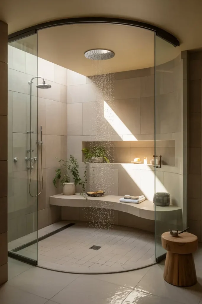 Spa-Inspired Curved Shower Bench
