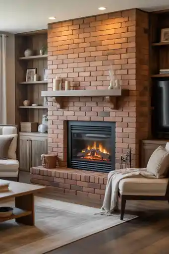 Textured Brick Fireplace Walls for Cozy Focal Points