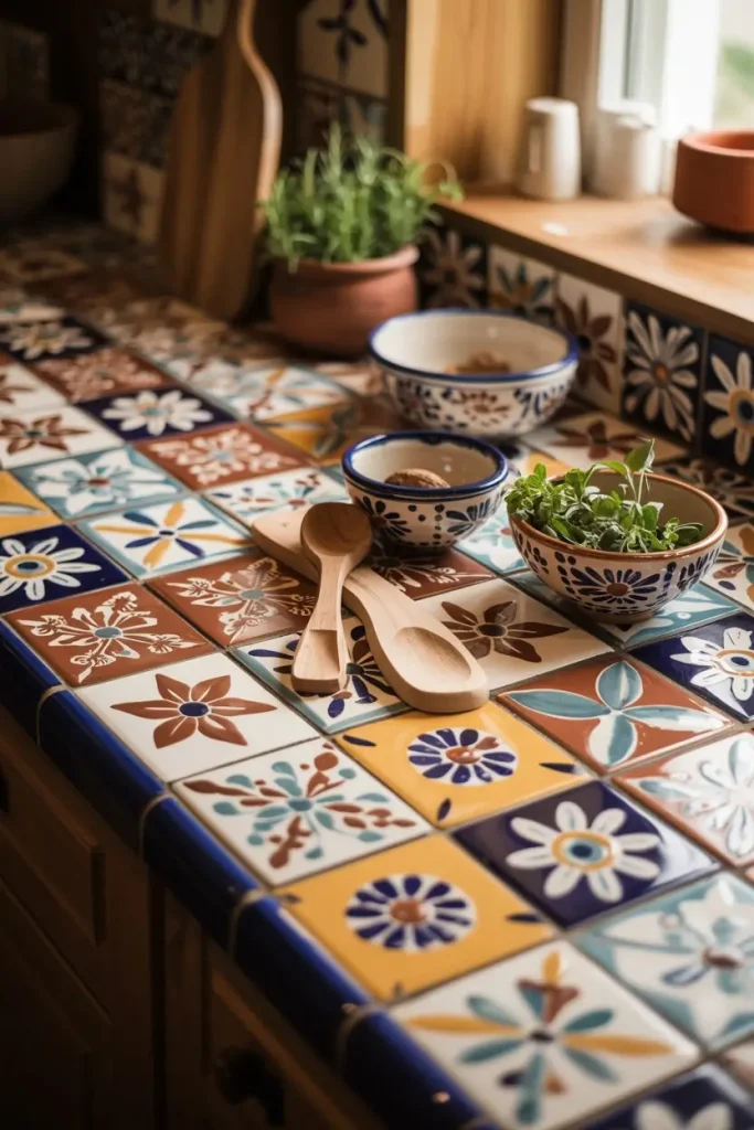 Tile Countertops with Handmade Designs