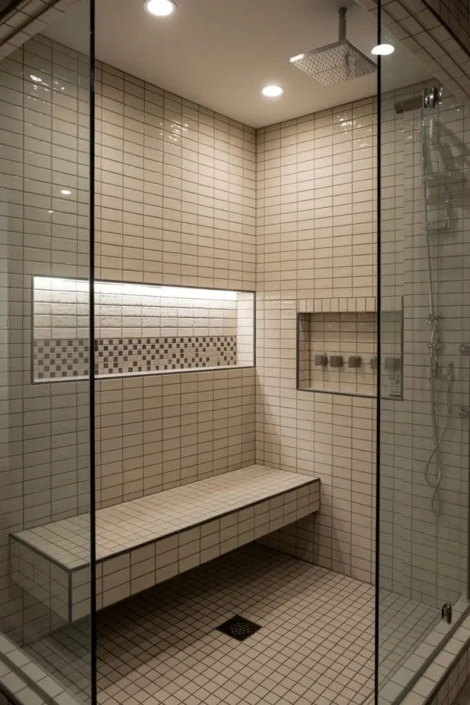 Tile-Integrated Shower Bench