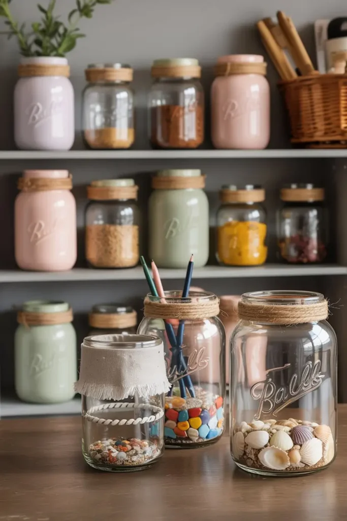 Upcycled Glass Jars for Storage and Style