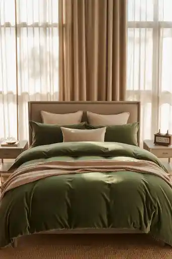 Velvet Forest Green Bedding for Luxury