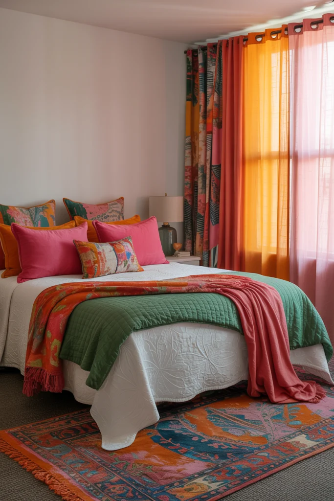 Vibrant Bedrooms with Layered Textiles