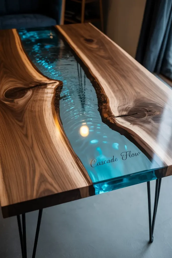 Waterfall Edge River Table for a Flowing Effect
