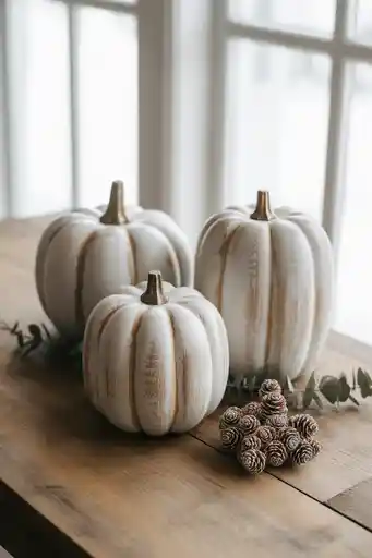 Whitewashed Wooden Pumpkins for Modern Homes