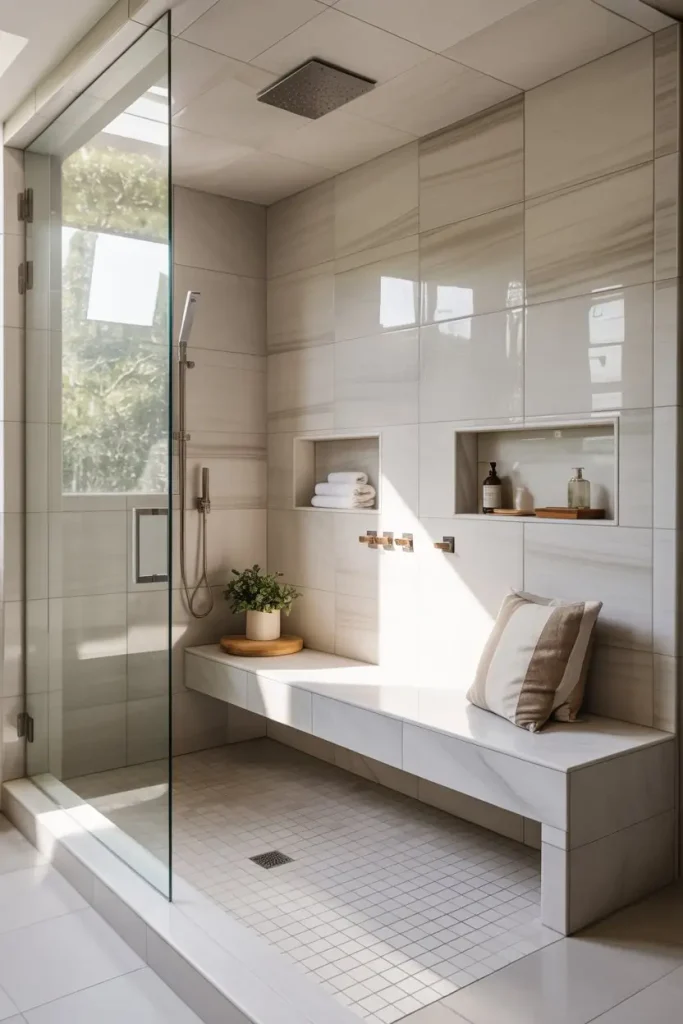 Wide Wall-to-Wall Shower Bench